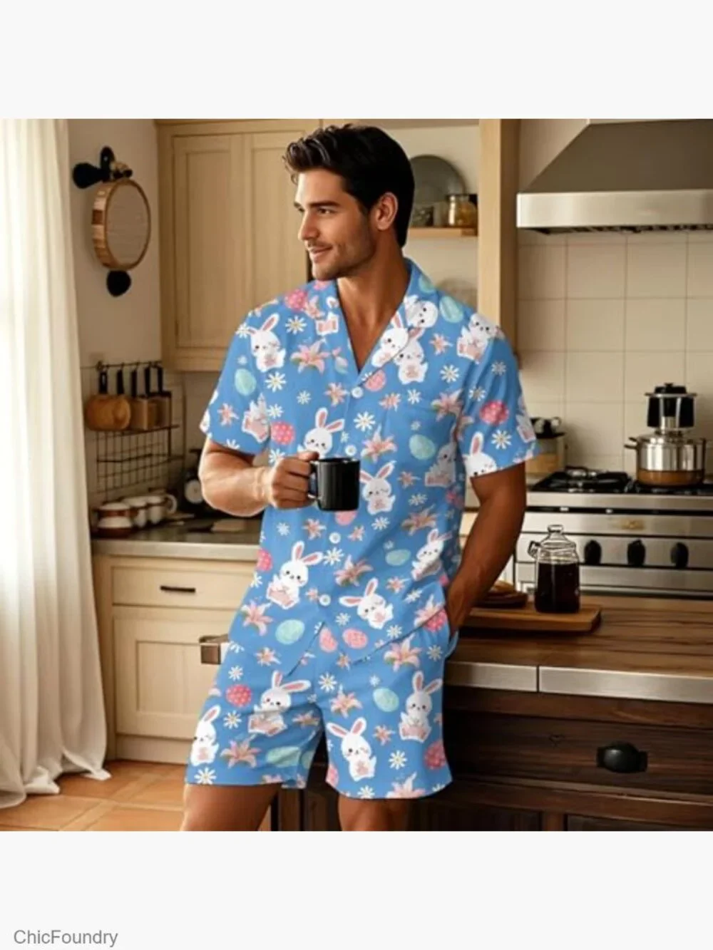 Couples Pajamas Matching Sets Button Down Short Sleeve Loungewear